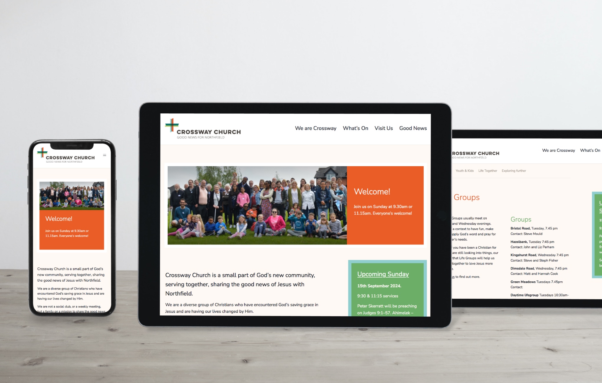 Crossway Church Website. Ambridge Design instrumental was in re-creating the Crossway Church website on a CMS where they could easily update
              content.