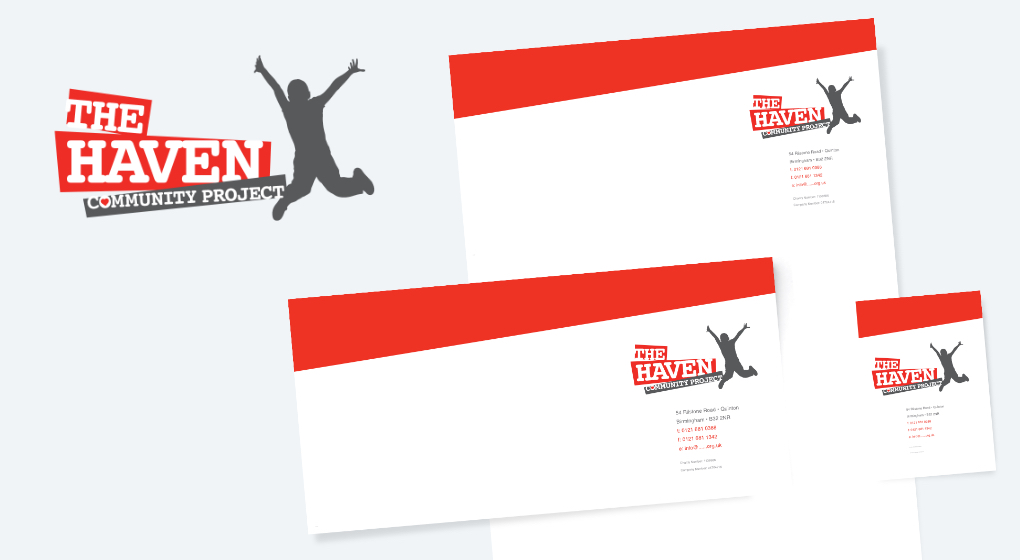 Developing branding for this Birmingham-based charity. Applications included business stationery. 